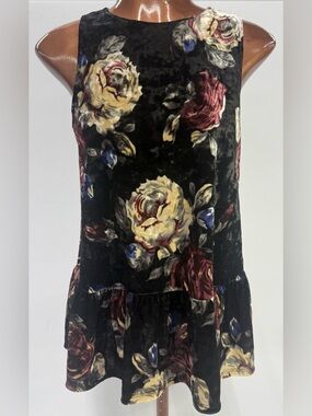 Ginger G Floral Velvet top Goth Whimsy Dark Boho Grunge Fairy S